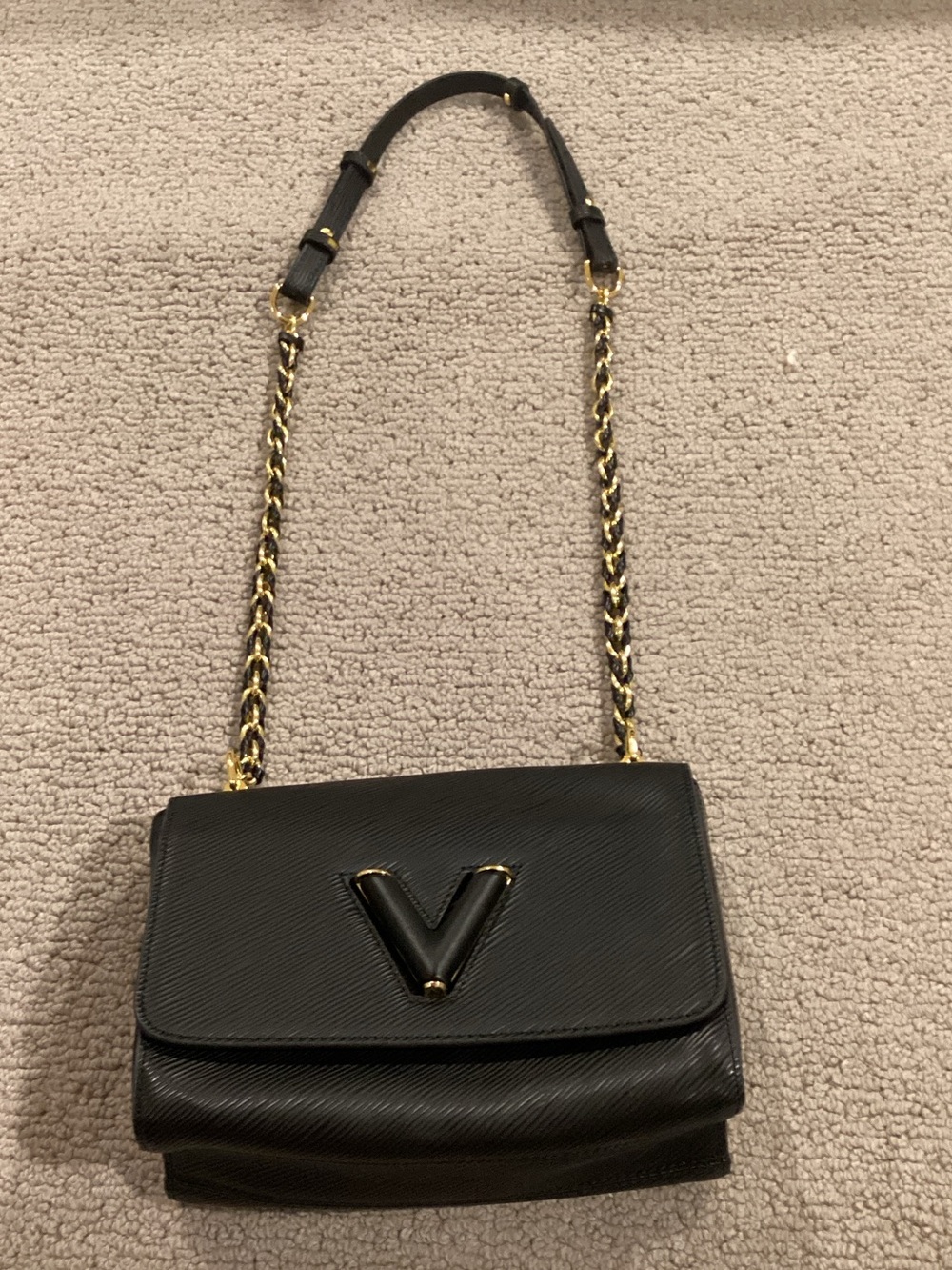 Louis Vuitton Black Crossbody Bag with Gold Chain